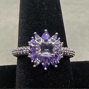 Ring size 10 lab created amethyst rhodium plated band RBP 3964 Bomb Party